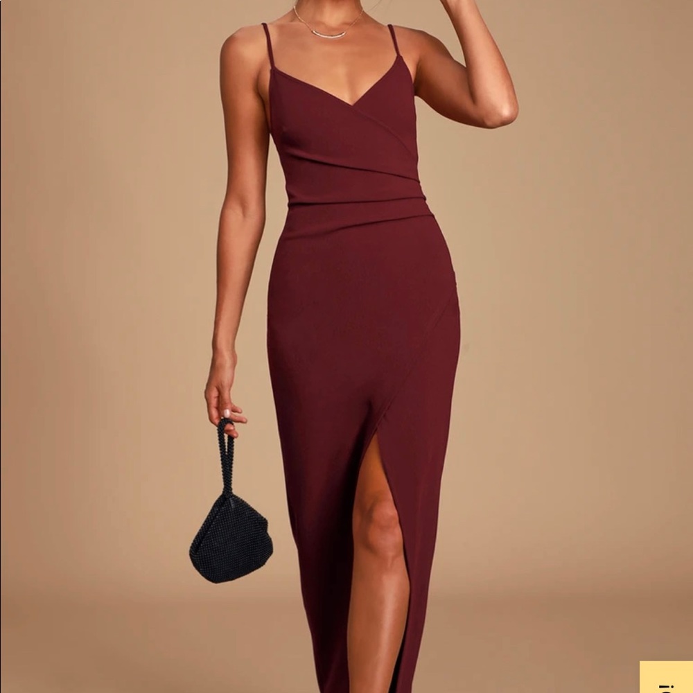Lulus burgundy surplice maxi dress